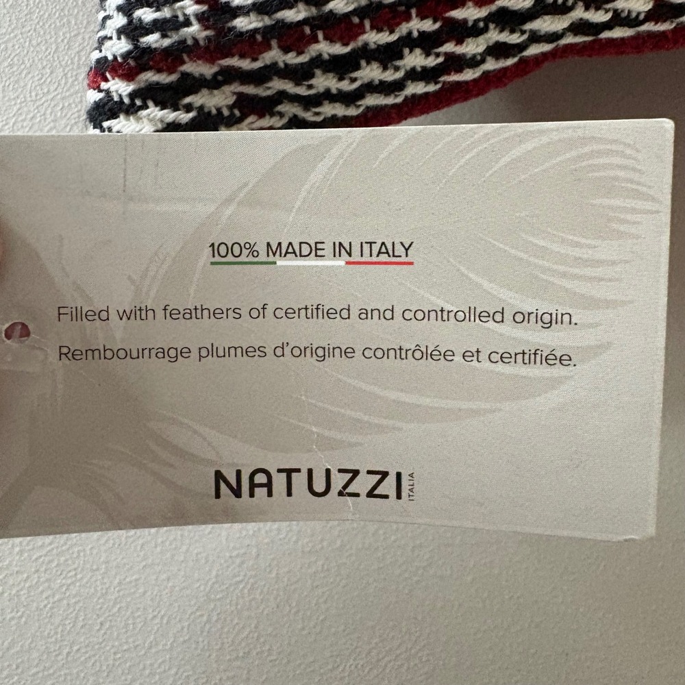 Natuzzi Italia Plaid Feather Filled Throw Pillows Set of 2 Red Black Made Italy - Picture 4 of 16